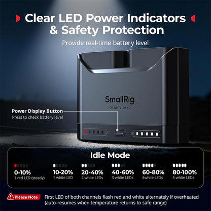 SmallRig NP-FZ100 / LP-E6NH / EN-EL15C / DMW-BLK22 / NP-FW50 Camera Battery Charger Kit