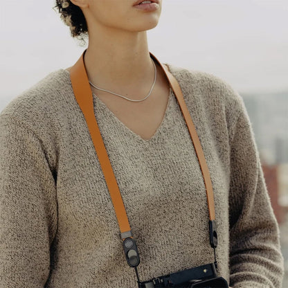 Peak Design Leather Camera Strap in Amber, Black & Tan