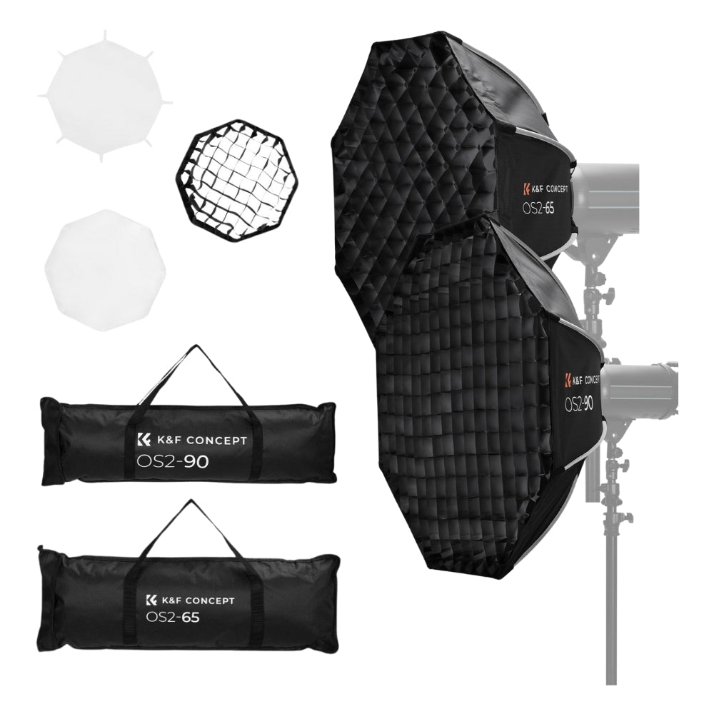 K&F Concept 65/90cm Quick Release Octagon Softbox, Bowens Mount, Dual Diffusers | OS2-65/OS2-90