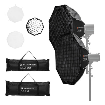 K&F Concept 65/90cm Quick Release Octagon Softbox, Bowens Mount, Dual Diffusers | OS2-65/OS2-90