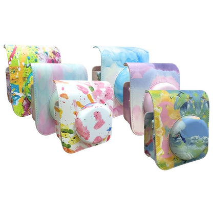 [CLEARANCE] Pikxi BMS12 Painted Style Fujifilm Instax Mini 12 Colorful Artistic PU Leather Protective Camera Case Bag with Shoulder Strap - Palm Print