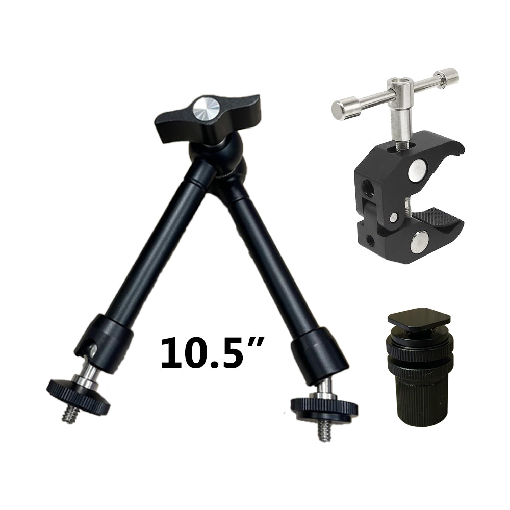 Pxel 10.5" / 7.9" Articulating Magic Arm Super C-Clamp 360° Rotation with Dual Ball Heads and 1/4"-20 Screw Stud for Camera Cages, Monitors, Microphones, Studio Flashes, Lights & Professional Video Equipment