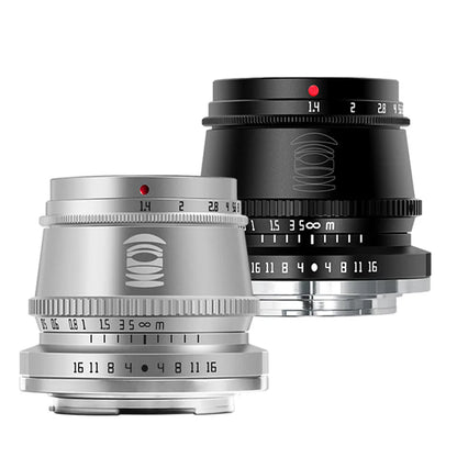 TTArtisan 35mm F/1.4 APS-C Format Canon RF Mount Prime Lens Large Aperture Sonr Optical Design Full Metal Body, MF Manual Focus, 11" Focus Distance, Clicked Aperture Ring for Smooth Bokeh & Low Light Photography | Black, Silver