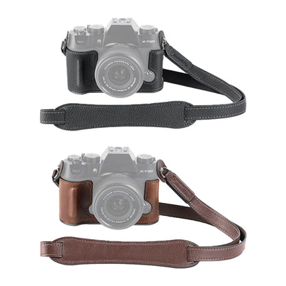 SmallRig Leather Camera Half Case for FUJIFILM X-T50 with Shoulder Strap - Vintage Styling, Foam Cushioned Grip, High-Quality Materials, Unobstructed Access to Ports & Buttons | Available in Sophisticated Black, Elegant Brown | 4710 4709