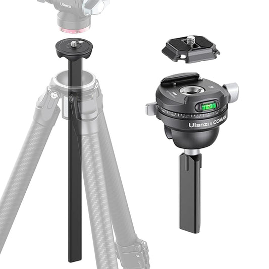 Ulanzi x Coman Zero Y-F38 Fluid Video QR Quick Release Aluminum Alloy Ball Head and 1/4"-20 Center Column Accessories for F38 / Zero Y QR Travel Tripod with 360 / 90 Degree Pan Tilt Rotation, Max 18kg Load Capacity Arca-Swiss Compatible