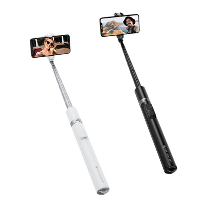 K&F Concept Rotatable Automatic Tripod Selfie Stick with 9-Button Bluetooth Remote, 68.9" (157cm) Max Height, Cold Shoe Mount, Quick Open & Fold Magnetic Legs for Smartphone Live Streaming Travel & Content Creation - White, Black