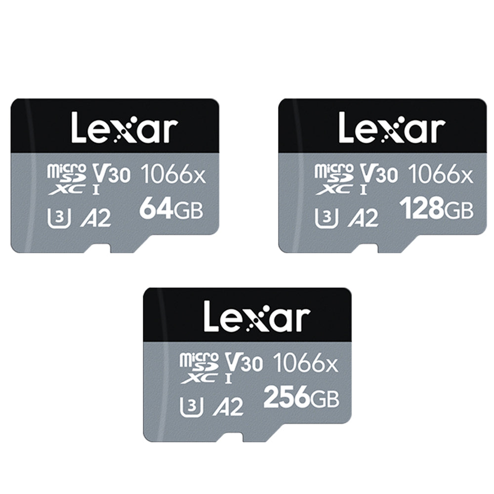 Lexar Professional 256GB 128GB 64GB Silver Series 1066x MicroSDXC UHS-I V30 A2 U3 Class 10 Micro SD Card with 4K UHD Video Recording, Max 160MB/s Read with MicroSD Card Adapter for Cameras and Android Devices