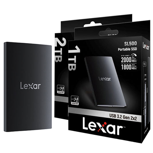 Lexar Professional 2TB 1TB SL500 2.5" Portable SSD Solid State Drive with USB Type-C 3.2 Gen2 x2, Max 2000MB/s Read, 1800MB/s Write, Direct 4K 60fps Apple Pro Res on Hard Drive Recording