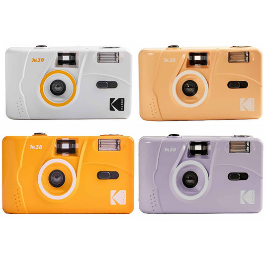 KODAK M38 + FILM Bundle 35mm Reusable Analog Power Flash Point & Shoot Camera with 36 Max Shots Exposures, Fixed Focus Lens, Flash On/Off Switch, Manual Film Wind & Rewind for Photography