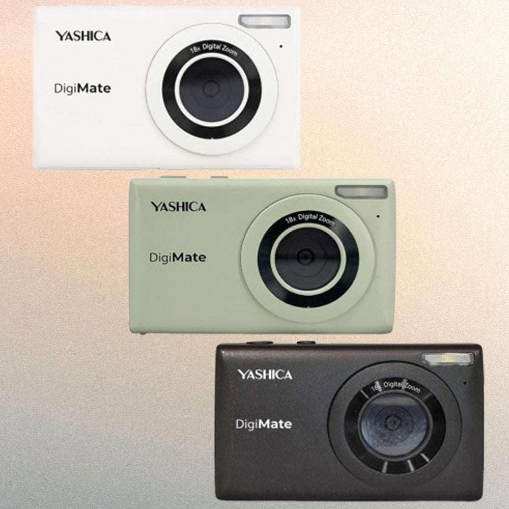 YASHICA DigiMate Compact Digital Camera Point and Shoot CMOS Sensor 64 Megapixel F/3.2 35mm 4K 30fps Video, Built-in Flash, 18x Digital Zoom, 650mAh Battery, Max 128GB TF / MicroSD Card Ports, 2.7" TFT Screen Display | Black, Green, White