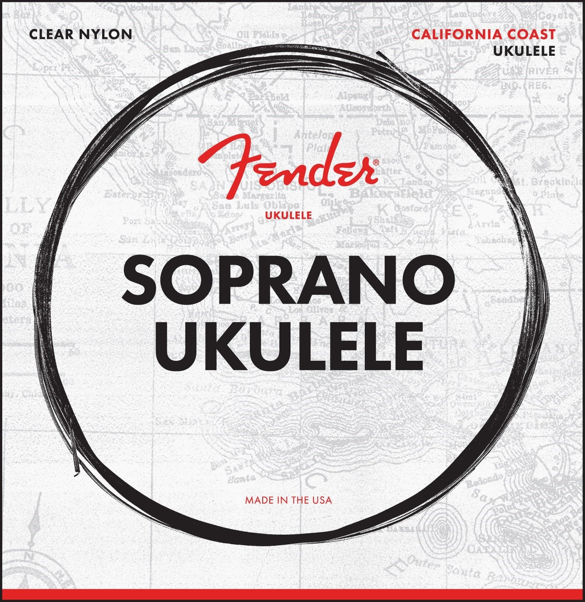 Fender California Coast Clear Nylon Ukulele String Set with Warm Clear Tones (Available in Soprano and Tenor)