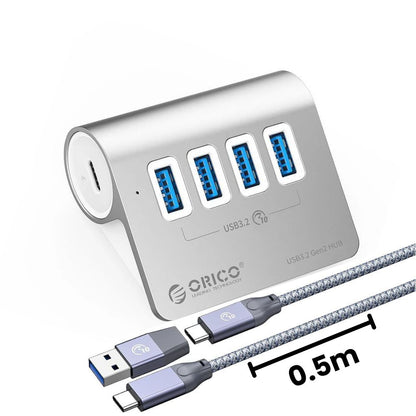 ORICO PD 60W 7 Port USB A / Type-C 3.2 Gen2 Charging Hub with 10Gbps Transfer Rate, 18TB SSD / HDD Device Support for Smartphone, PC Desktop Laptop | M3U4C3-G2