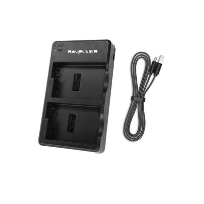 RAVPower LP-E8 Battery Charger and 2-Pack Rechargeable Li-ion Batteries for Canon EOS Rebel T2i, T3i, T4i, T5i, EOS 550D, EOS 600D, EOS 650D, EOS 700D DSLR E8 | JG Superstore
