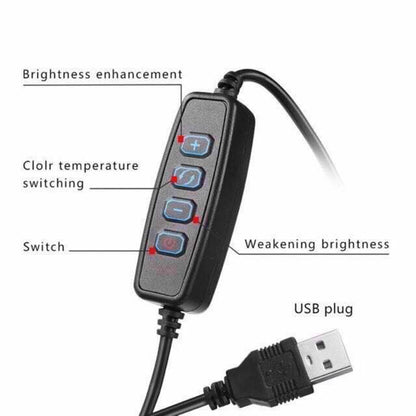 Pxel RK20 10-inch Bi-Color Ring Light 26cm 10-inches Base USB Interface for Youtube, Livestream, Podcast and Live Mobile with Phone Holder