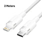 Vention 1M / 2M 27W USB 2.0 Type-C Male to Lightning Male PD Fast Charging Data 3A Cable with High-Speed 480Mbps Transfer Speed, Nylon-Coated for iPhone, iPad, iPod Touch - Black, White, Pink, Blue