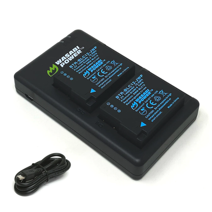 Wasabi Power Battery (2-Pack) and Dual Charger for Panasonic DMW-BLC12 DMWBLC12 BLC12 | JG Superstore