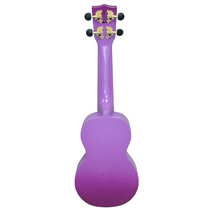 Mahalo Hawaii Hibiscus Flower Series Soprano Acoustic Ukulele 4 String Guitar Gold-Plated with 12 Frets, NuBone XB (Purple Burst)