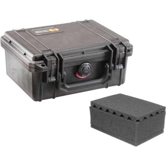 Pelican 1150 Protector Case Watertight Crushproof Dustproof Hard Casing with Foam, Automatic Purge Valve, IP67 (Black, Orange)