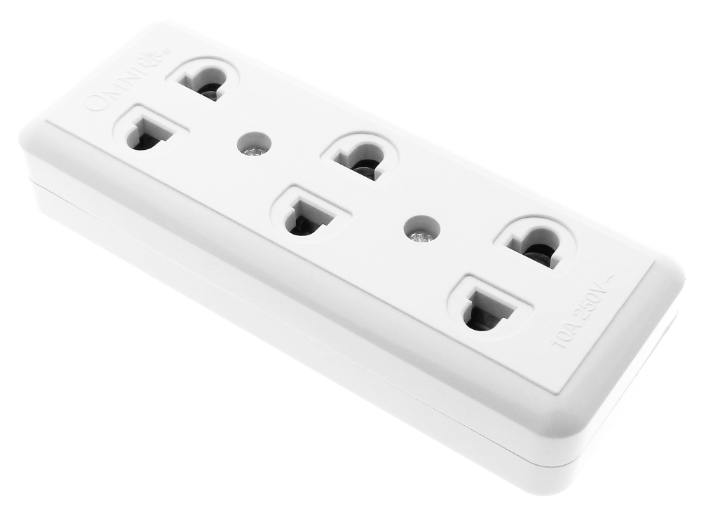 OMNI Surface Convenience Outlet Socket 10A 220V (1 Gang, 2 Gang, 3 Gang, 4 Gang) for Electronics Appliances | WSO-00
