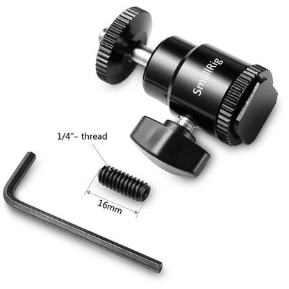 SmallRig Cold Shoe to 1/4 Inch Threaded Adapter with Swiveling Ball-Head and Hot Shoe Adapter for DLSR Cameras 761