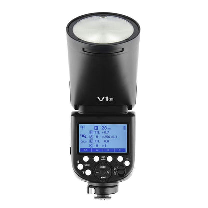 Godox V1 F V1Pro F Flash Speedlight TTL for FUJIFILM Camera with 76Ws Power Output, 2.4G Wireless Radio System, Built-In Modeling Lamp, Rechargeable Li-Ion Battery, Tilting & Rotating Round Head with Magnetic Modifier Mount for Photography