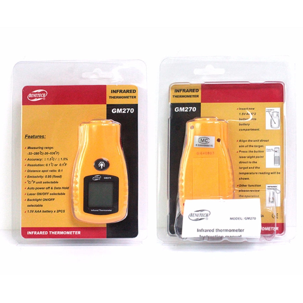 [CLEARANCE] Benetech GM270 Non Contact Thermometer Laser Temperature Gun Infrared Thermometer -32 to 280° Celcius