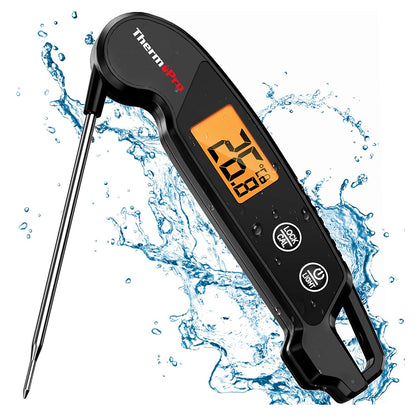 ThermoPro Instant Read Meat Thermometer Waterproof Digital Digital Backlit with Backlight, Calibration, Foldable Probe & Fast Up to 2-3s Read Time for Kitchen, Outdoor Grilling and BBQ | TP605 | TP603