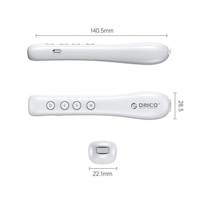 [CLEARANCE] ORICO 2.4GHz Wireless Presentation Remote Clicker w/ Built-in Battery, 50m Control Range, 3R Class Laser, 360° Directiol Point, Magnetic USB Receiver for Windows, macOS, Linux, Android, Conference Presentation (Black, White)