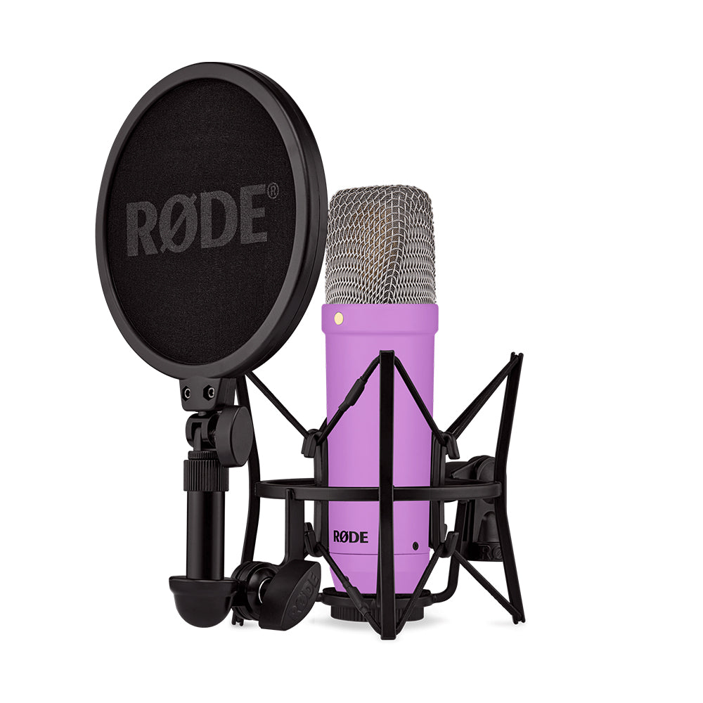 Rode NT1 Signature Cardioid Condenser Studio Microphone with HF6 1" Large Diaphragm Capsule, XLR 3-Pin Output, Phantom Powered for Recording, Podcasting, Live Streaming | Black, Blue, Purple, Green, Red, Pink