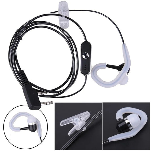 BaoFeng 2 Pin PTT Push-To-Talk Microphone Earpiece Ear Mounted Headset with 3.5mm Ear Stereo Top Pin, 2.5mm Mic Stereo Bottom Pin Ear Radio Compatible with Two-Way Radio
