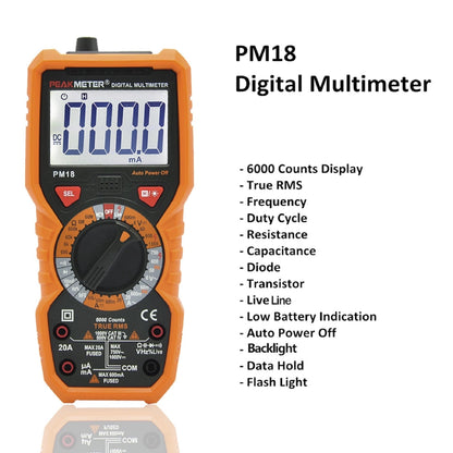 [CLEARANCE] PeakMeter PM18C Digital Multimeter Measuring Voltage Current Resistance Capacitance Frequency Temperature NCV Live Line Tester
