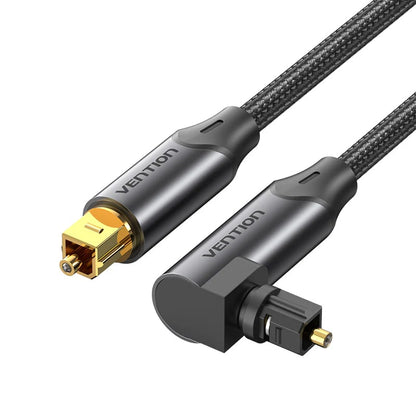 Vention Fiber Optic 360° Right Angle Male to Male Hifi Braided Audio Cable S/PDIF and Toslink Compatible with Gold Plated Plugs for Monitor TV Speaker Amplifier Game Console