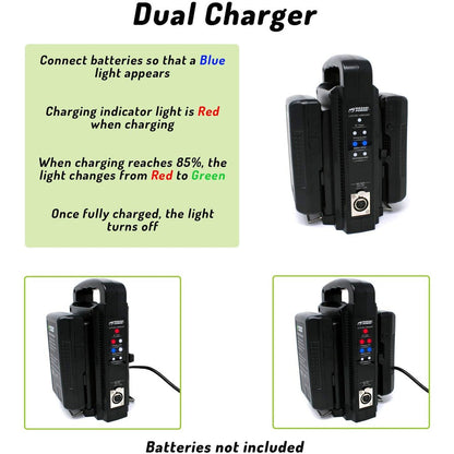 [CLEARANCE] Wasabi Power V-Mount Dual Charger with DC 16.8V Power Supply Output Compatible with Any V-Mount Brick