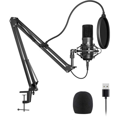 Maono AU-A04 A04 Professiol Studio Cardioid Condenser USB Microphone Kit with Folding Arm Stand for Podcast Gaming Livestream Youtube PC Recording