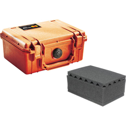 Pelican 1150 Protector Case Watertight Crushproof Dustproof Hard Casing with Foam, Automatic Purge Valve, IP67 (Black, Orange)