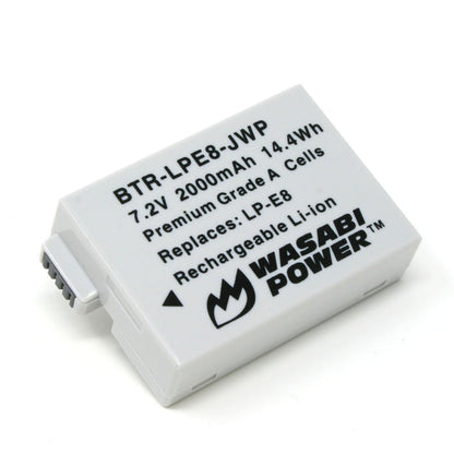 [CLEARANCE] Wasabi Power (2-Pack) Canon LP-E8 LPE8 Battery and Dual Charger with USB-A to Micro USB Charging Cable for Canon EOS 700D 600D 550D, Rebel T5i/T4i/T3i/T2i DSLR Camera | JG Superstore