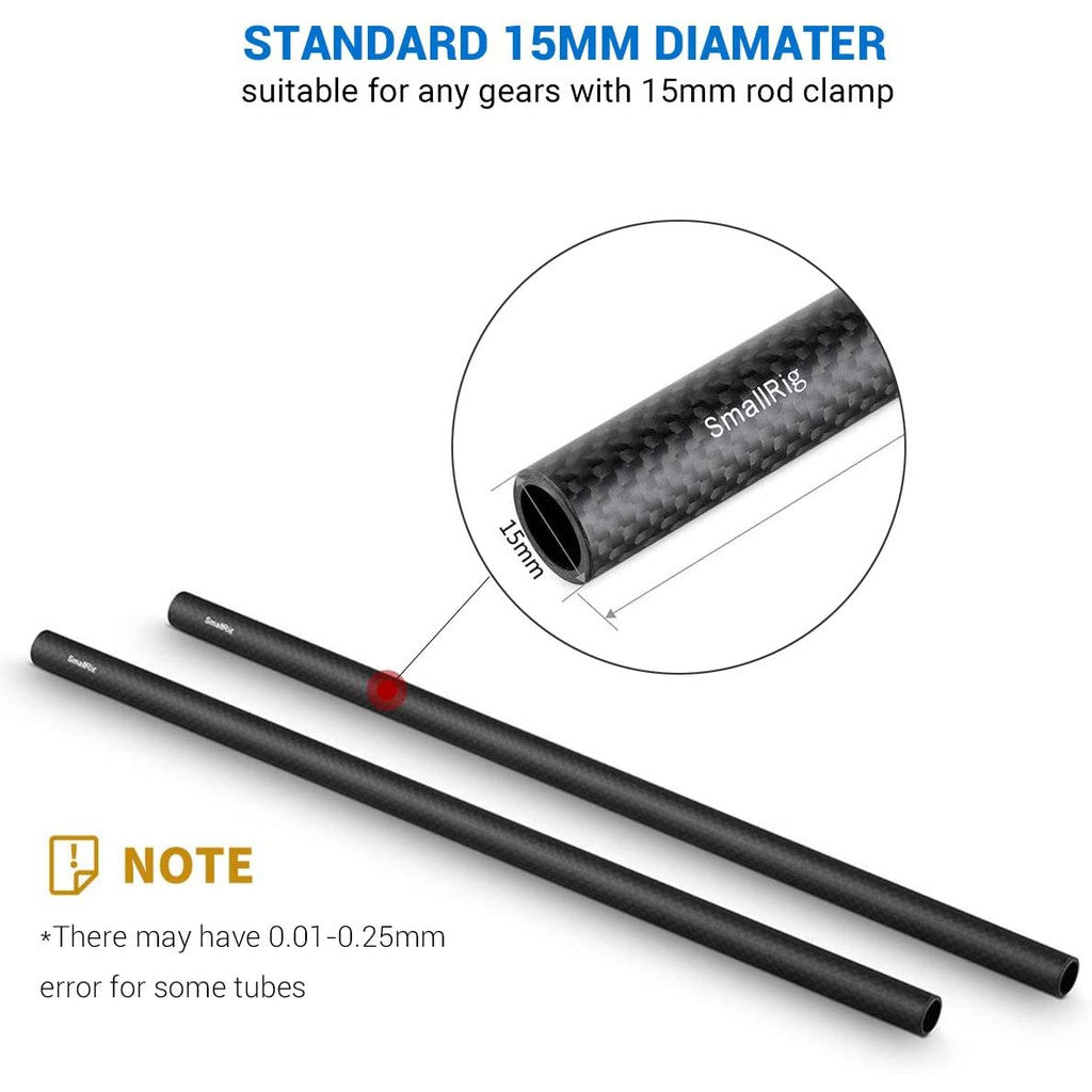 SmallRig 15mm Carbon Fiber Rod - 30cm 12 inch (2pcs)- Model 851