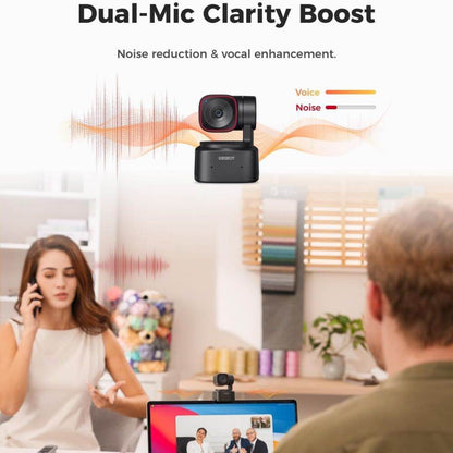 OBSBOT Tiny 2 Lite AI-Powered PTZ 4K Webcam with Intelligent Subject Tracking, Auto Zoom, Dual Omnidirectiol Microphone with Adjustable Noise Cancellation, 2-Axis Gimbal, and Supports Windows and macOS for Computers & Laptops