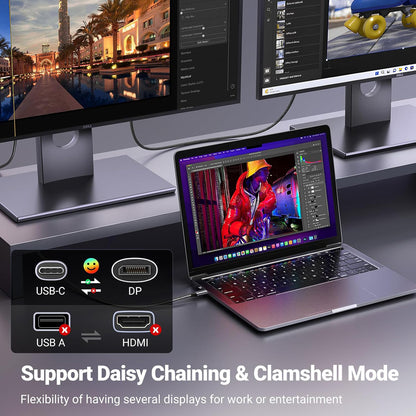 UGREEN 8K UHD USB-C to DP 1.4 (1m/2m) High-Speed Type C to DisplayPort Adapter Cable - Supports 32.4Gbps Transmission, 240Hz Refresh Rate, 3D Visuals & Dymic HDR for TVs, Monitors, Projectors, Smartphones, Tablets, Laptops & Computers | CM556