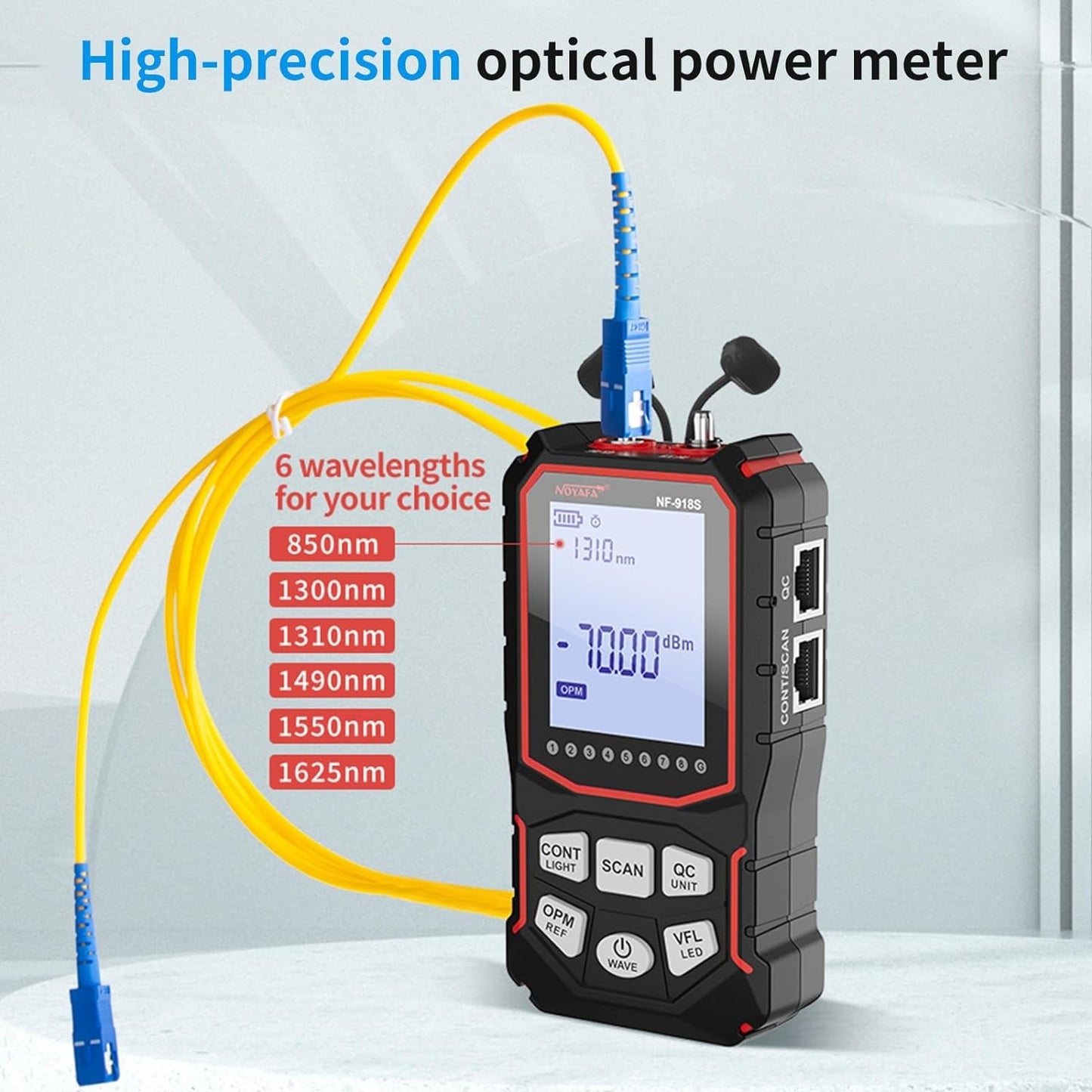 Noyafa NF-918S Network Cable Tester With 6 Wavelength Optical Power Meter, PoE Network Tools, Digital Multimeter, RJ45 Network Tester For Ethernet Cable, Telephone Line, BNC Coaxial Cable, Electric Wire
