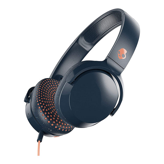 [CLEARANCE] Skullcandy Riff Wired On-Ear Headphones with Built-in Microphones, Call and Track Control, Flat and Foldable Design (Black, Blue)