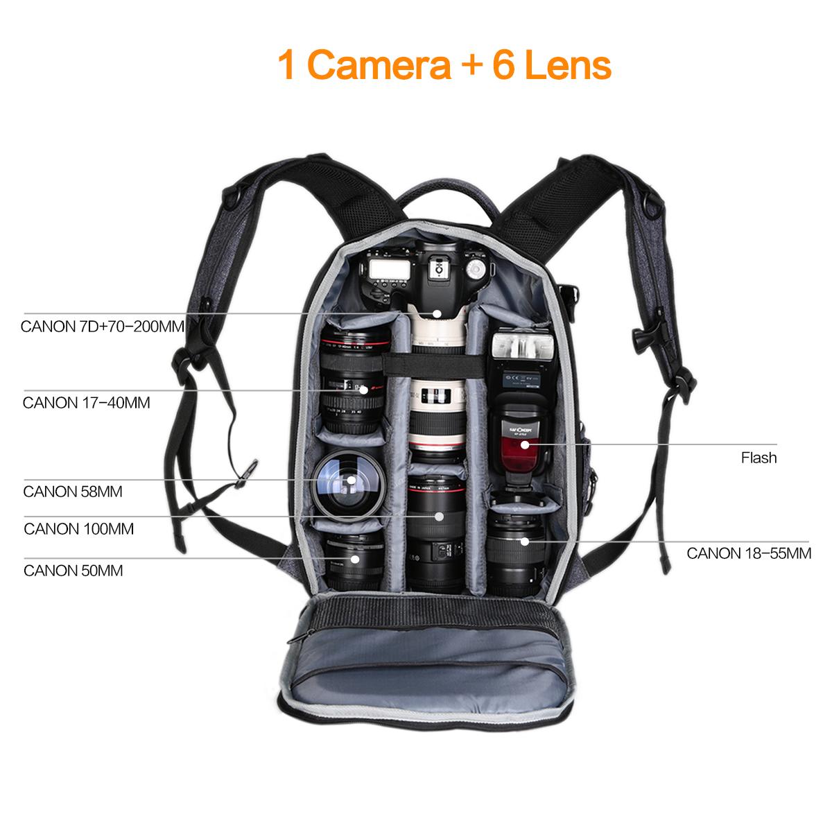K&F Concept Large DSLR Camera Backpack Fit for Nikon Canon Camera & Laptop, Tripod for Travel Outdoors