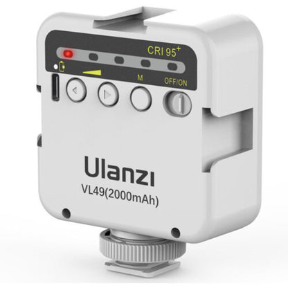 Ulanzi VL-49 Rechargable LED Mini Daylight Video Light On Camera with 5000K CCT, 2000mAh Battery, Cold Shoe Mounts and USB Type-C Charging Port for Photography Lighting Vlog Vlogging Content Creation | Black, White | JG Superstore