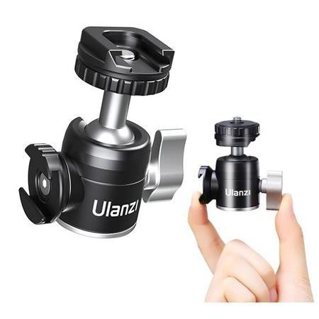 Ulanzi U-60 Mini Aluminum Tripod Ball Head with Dual Cold Shoe Mount Bracket 360 Degree Rotatable Base