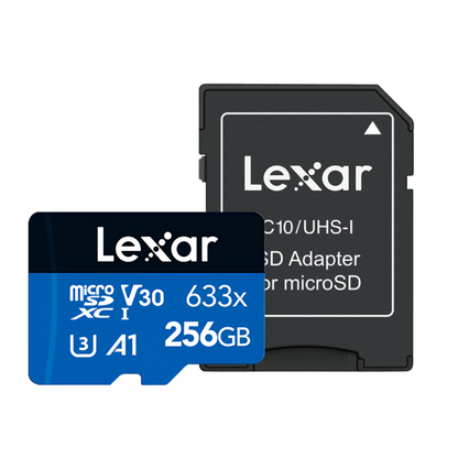 Lexar BLUE 633x microSDXC V30 A1 U3 UHS-I C10 Memory Card, Up to 100MB/s Transfer Speed | 128GB / 256GB