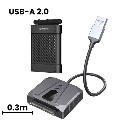 [CLEARANCE] ORICO 2.5" / 3.5" SATA SSD HDD Hard Disk Drive Adapter with Silicone Cover, USB 2.0 Output, 480Mbps Transfer Rate for PC Desktop Computer Laptop | UTS2-2AB