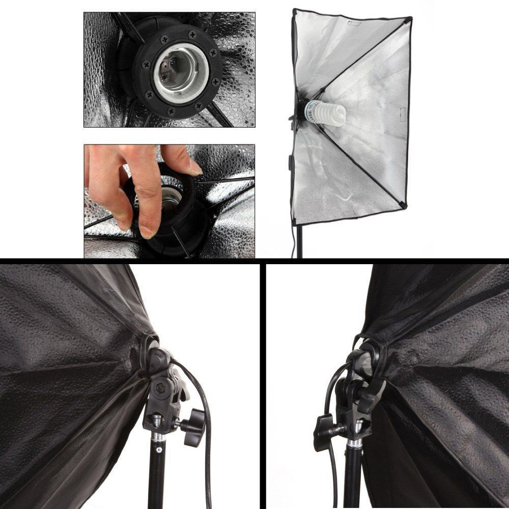 Pxel SB-1B-50X50 Single E27 Base Socket Light Lamp Bulb Holder Adapter for Photo Video Studio Softbox 50x50cm