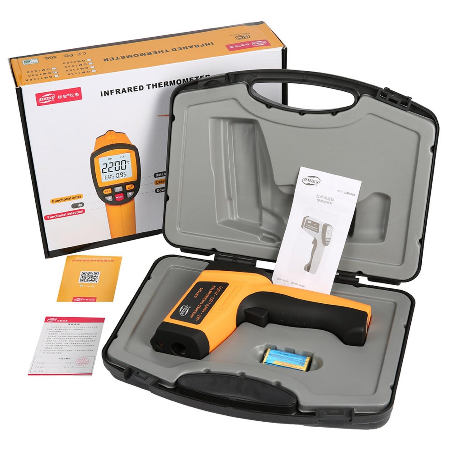 [CLEARANCE] Benetech GM1500 Non Contact Thermometer Laser Temperature Gun Infrared Thermometer -30° to 1500° Celcius