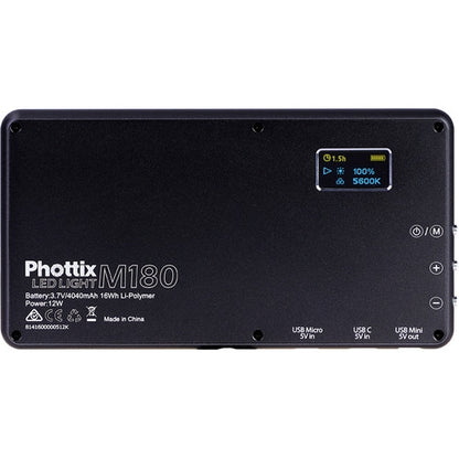[CLEARANCE] Phottix M180 Bicolor LED Panel and Power Bank (Black)
