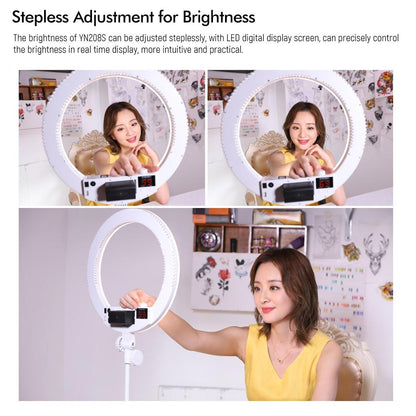 Yongnuo YN208S Ring Light Bi Color LED 3200k-5500k Color Temperature with Stand  | JG Superstore